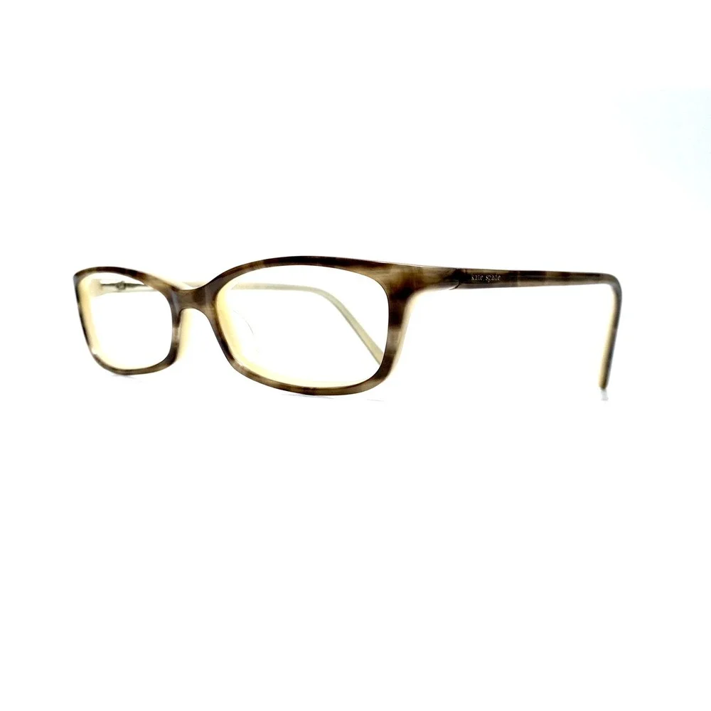 New Kate Spade Brown Beige Pearl Tortoise Cat Eye Glasses Italy Karen 51 16 130